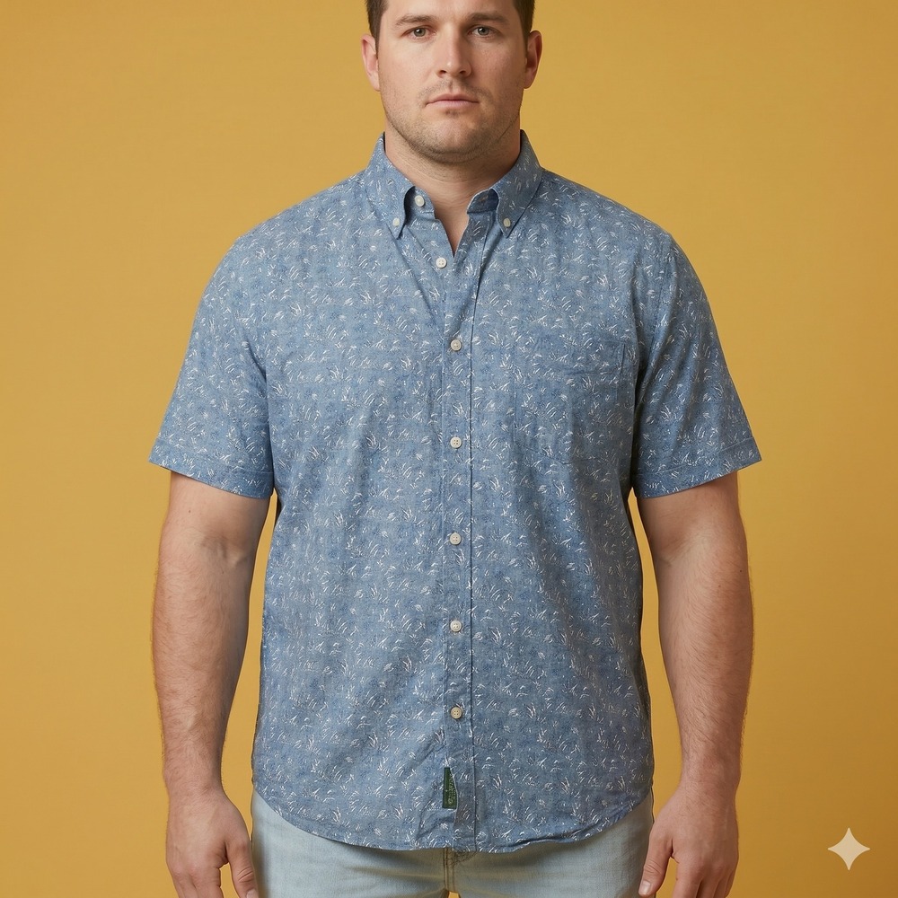 Rodd & Gunn Short Sleeve Shirt Mens XL Blue Floral Cotton EUC